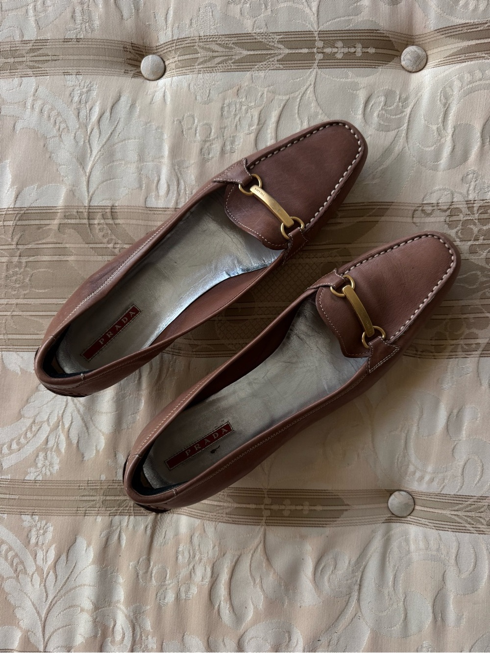 Prada Brown Leather Horsebit Loafers